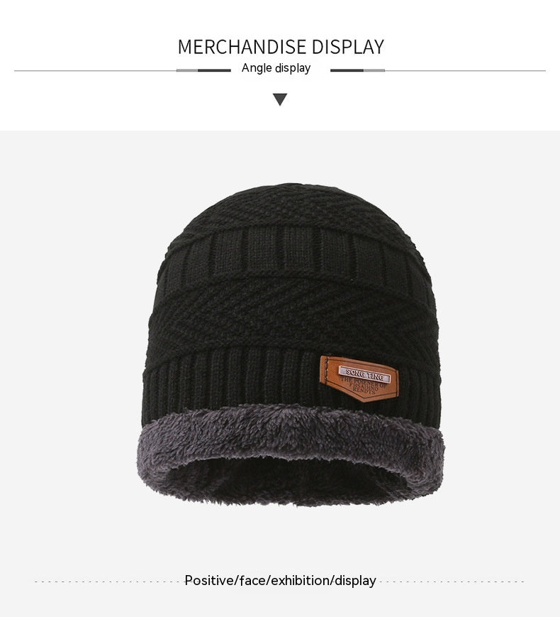 Conjunto de tres piezas de bufanda, guantes y gorro de punto cálido con forro polar para hombre