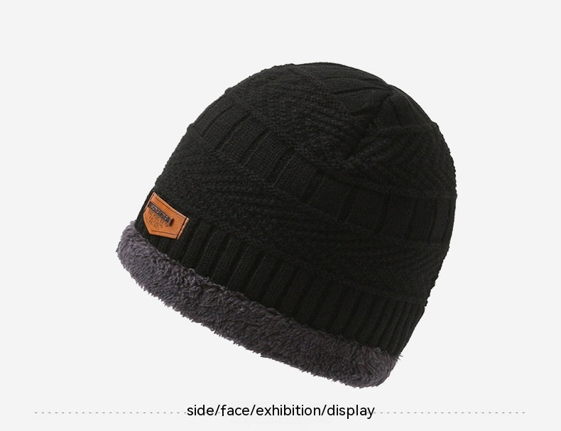 Conjunto de tres piezas de bufanda, guantes y gorro de punto cálido con forro polar para hombre