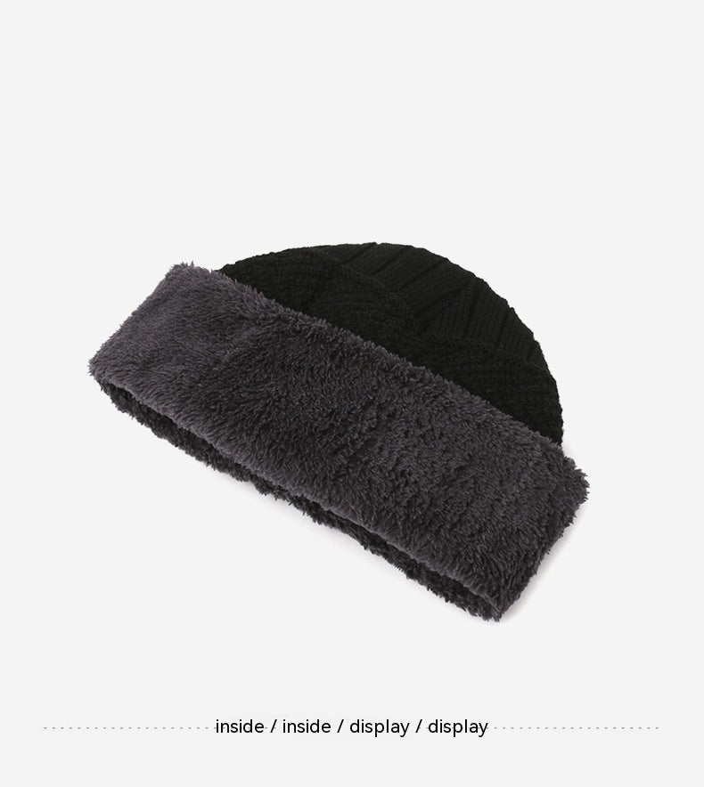 Conjunto de tres piezas de bufanda, guantes y gorro de punto cálido con forro polar para hombre