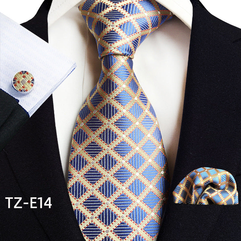 Conjunto de tres piezas de pañuelo, corbata y gemelos con diseño de cachemira