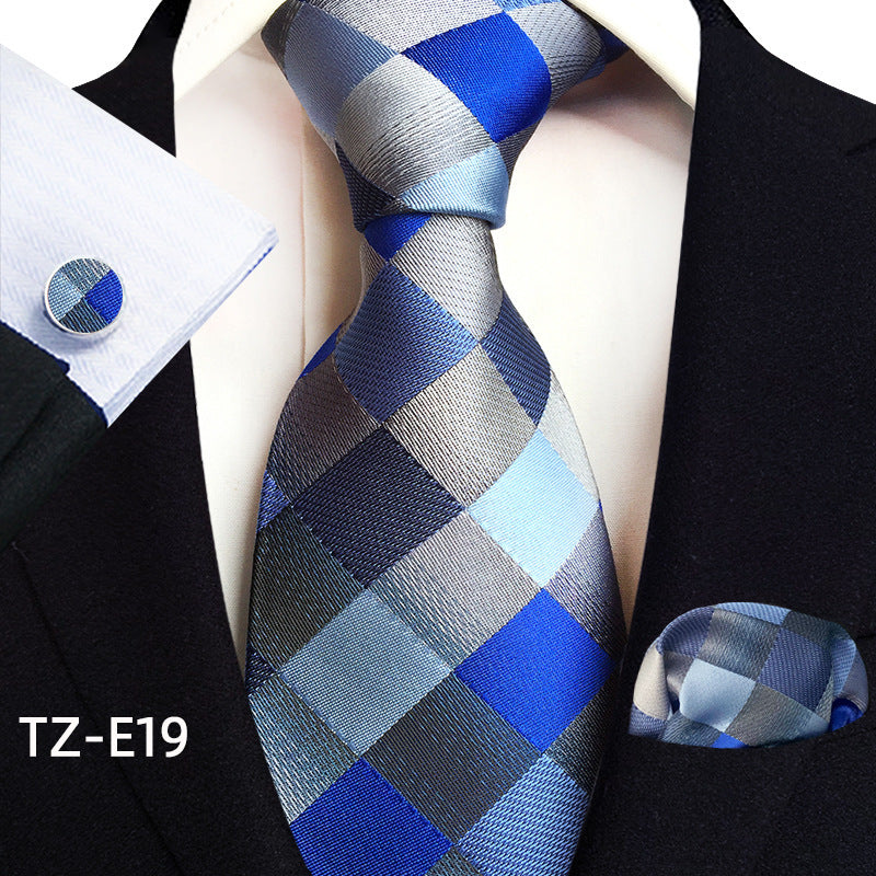 Conjunto de tres piezas de pañuelo, corbata y gemelos con diseño de cachemira