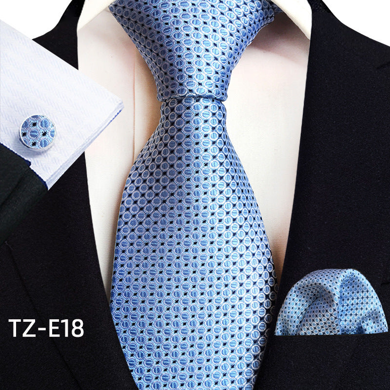 Conjunto de tres piezas de pañuelo, corbata y gemelos con diseño de cachemira