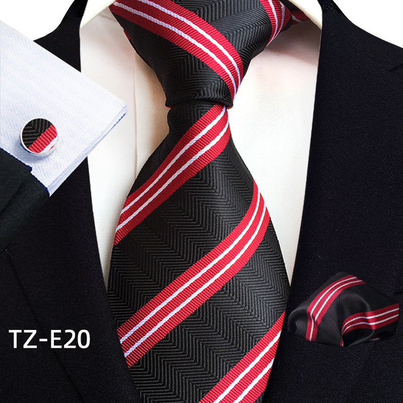 Conjunto de tres piezas de pañuelo, corbata y gemelos con diseño de cachemira