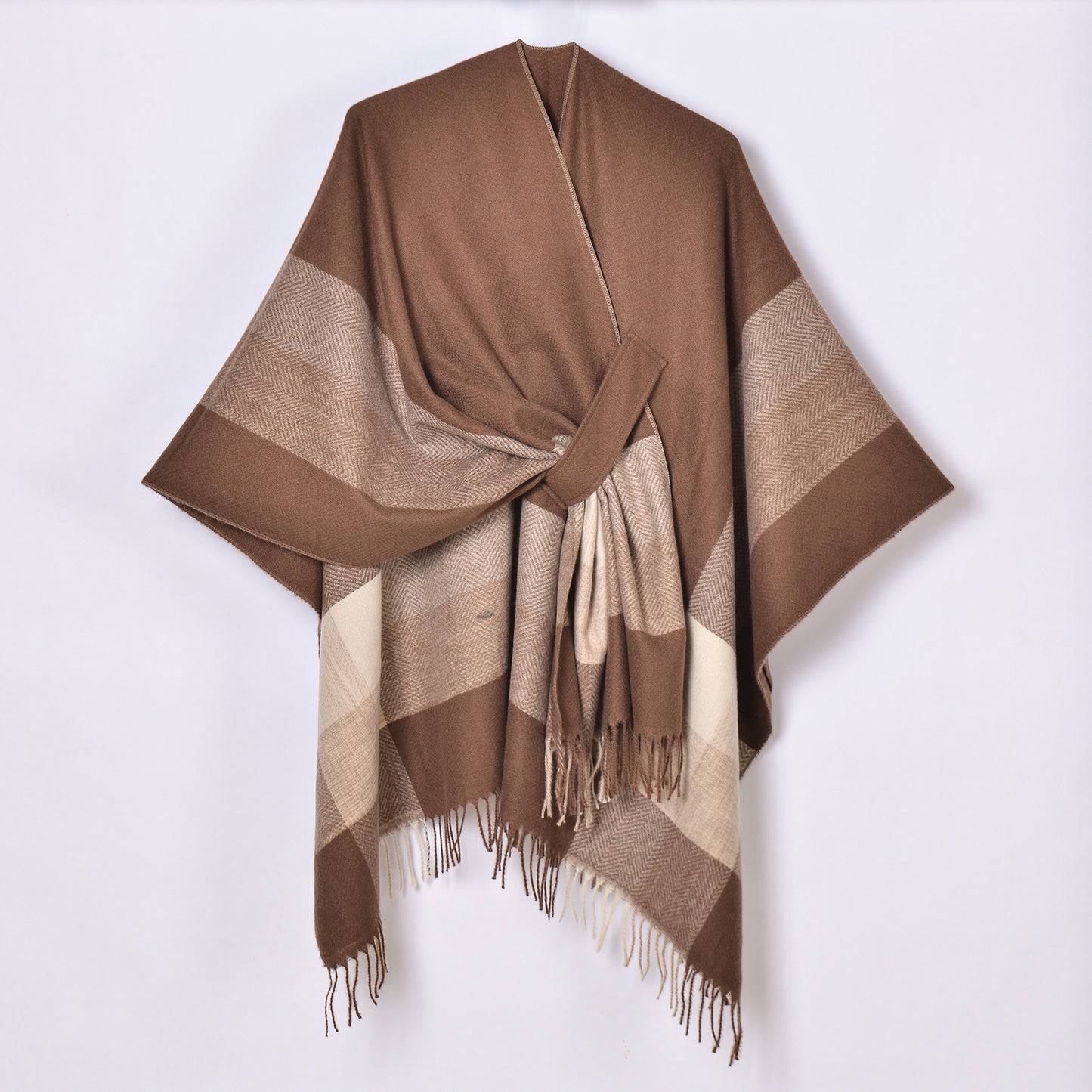 Cárdigan cálido con borlas de jacquard para mujer