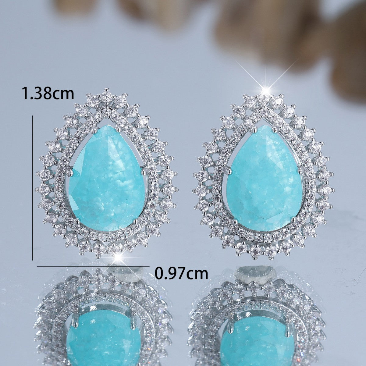 Pendientes de flor y diamantes blancos para mujer