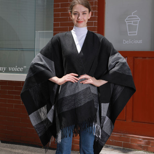 Cárdigan cálido con borlas de jacquard para mujer